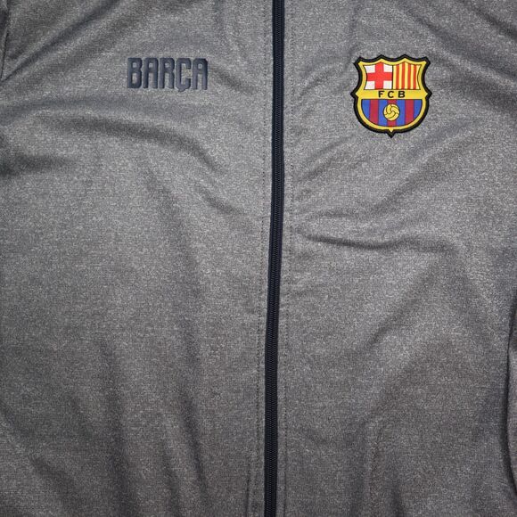 Barca FCB Soccer Club Track Jacket Men XL Gray Full Zip Up Casual Athletic - Picture 3 of 12